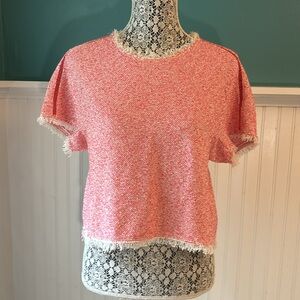 Rebecca Taylor tweed frayed edge crop top